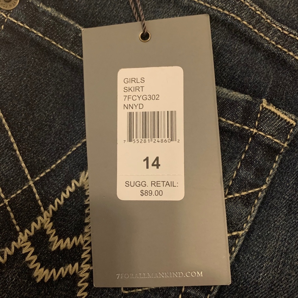 SOLD!NWT 7FAMK Dark Wash Jean Skirt for Girl - Picture 3 of 5